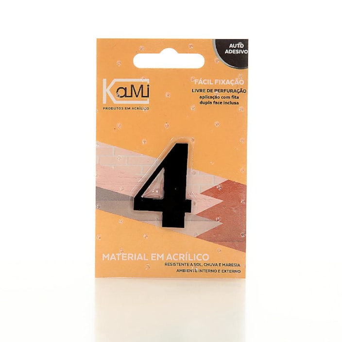 N mero Acr lico Kami 4cm N 4 Preto n-mero-acr-lico-kami-4cm-n-4-preto